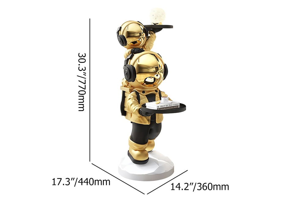 HMR - Astronaut Resin Figurine Side Table with Tray Top