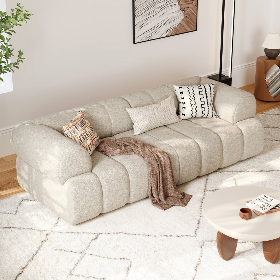 HMR - 83" 2-Seater Channel Boucle Loveseats Sofa