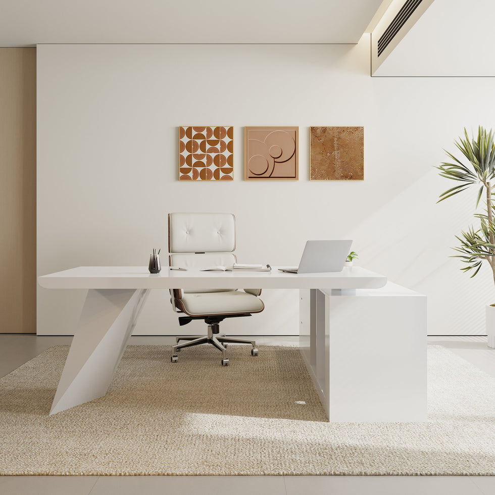 HMR - Modern L-Shape Executive Desk & Office Chair Set