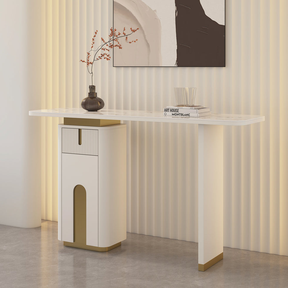 HMR - Artus 48" Modern Sintered Stone Console Table with Storage Entryway Table