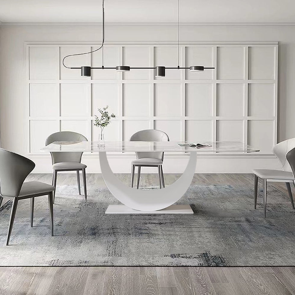 HMR - 70.9" Modern Style Rectangle Sintered Stone Dining Table Seats 6-8 People