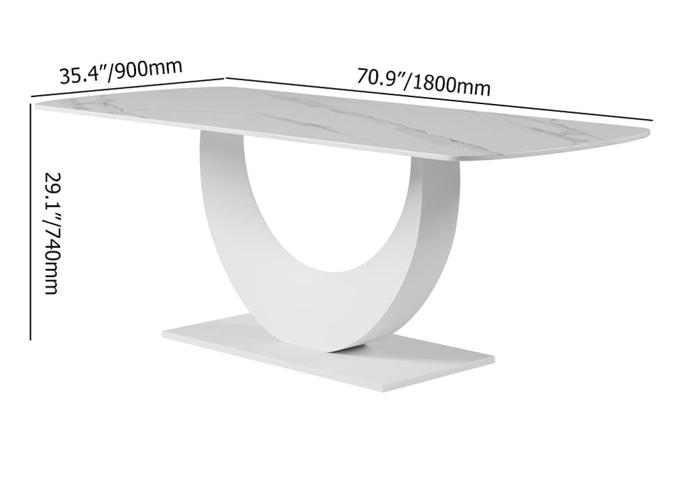 HMR - 70.9" Modern Style Rectangle Sintered Stone Dining Table Seats 6-8 People