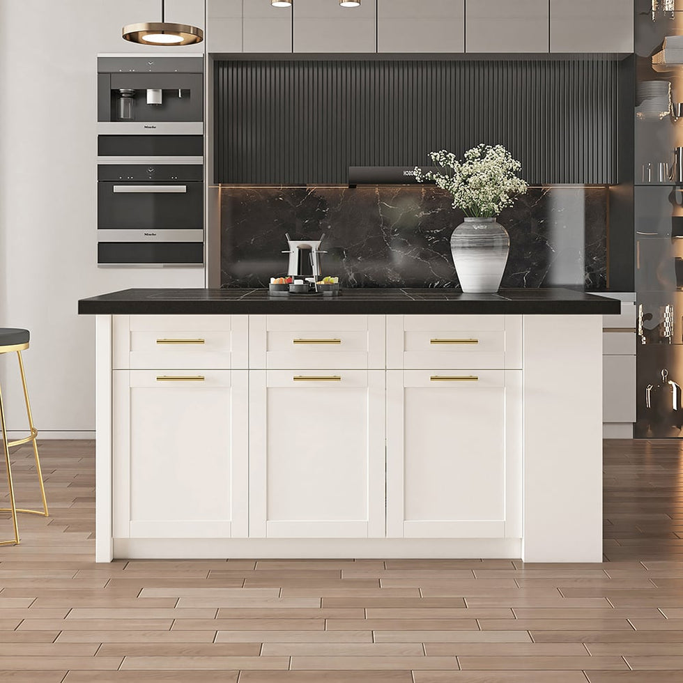 HMR - 72" Modern Style Laminate Kitchen Islands with Multi-Storage