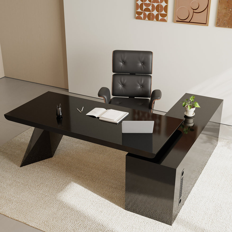 HMR - Modern L-Shape Executive Desk & Office Chair Set