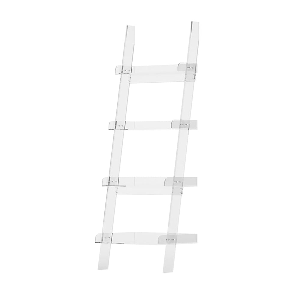HMR - 4-Shelf Ladder Bookshelf Modern Bookshelf Acrylic Clear Ladder Bookcase