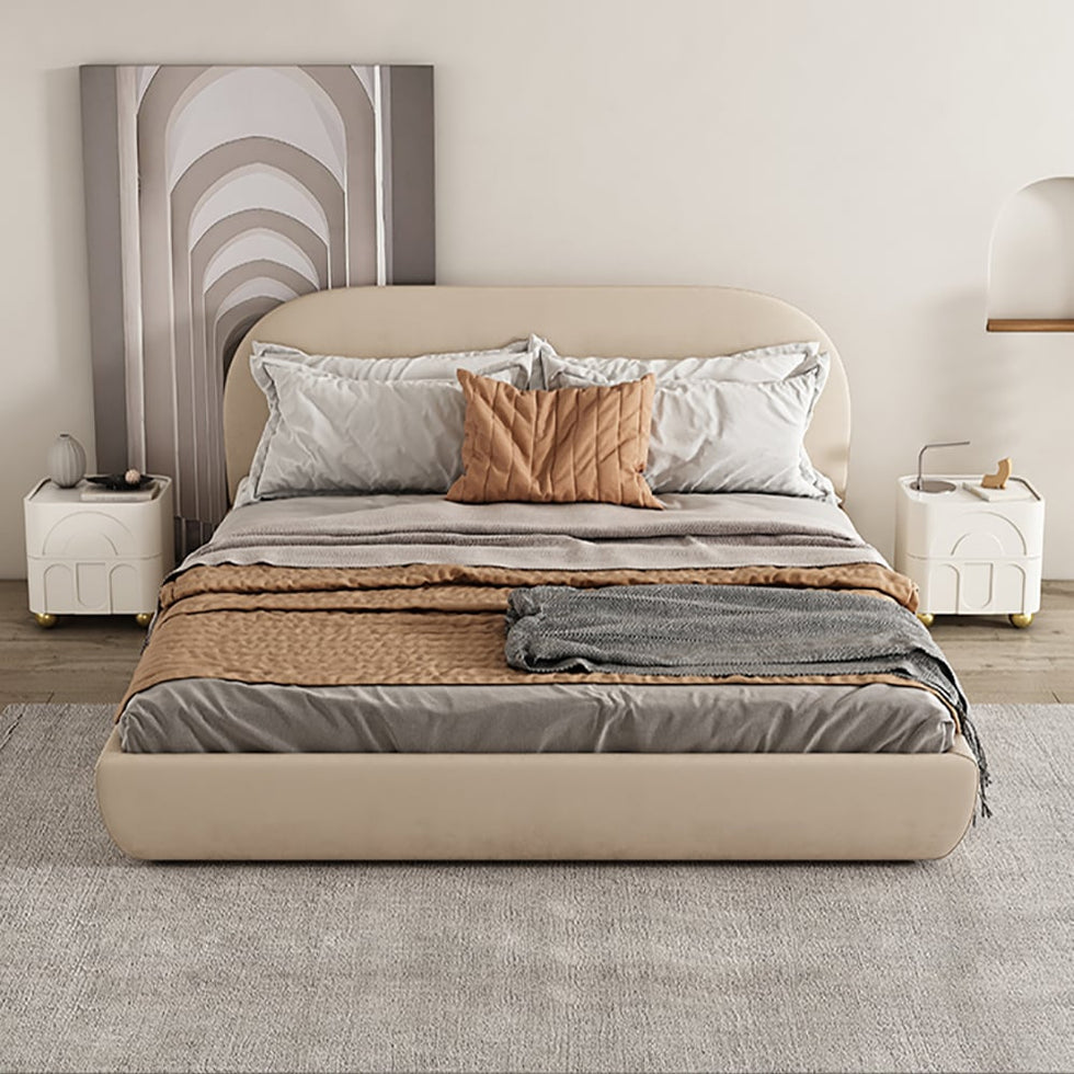 HMR - Modern White Smart Nightstand with Wireless Charger & Sintered Stone Top Bedside Table