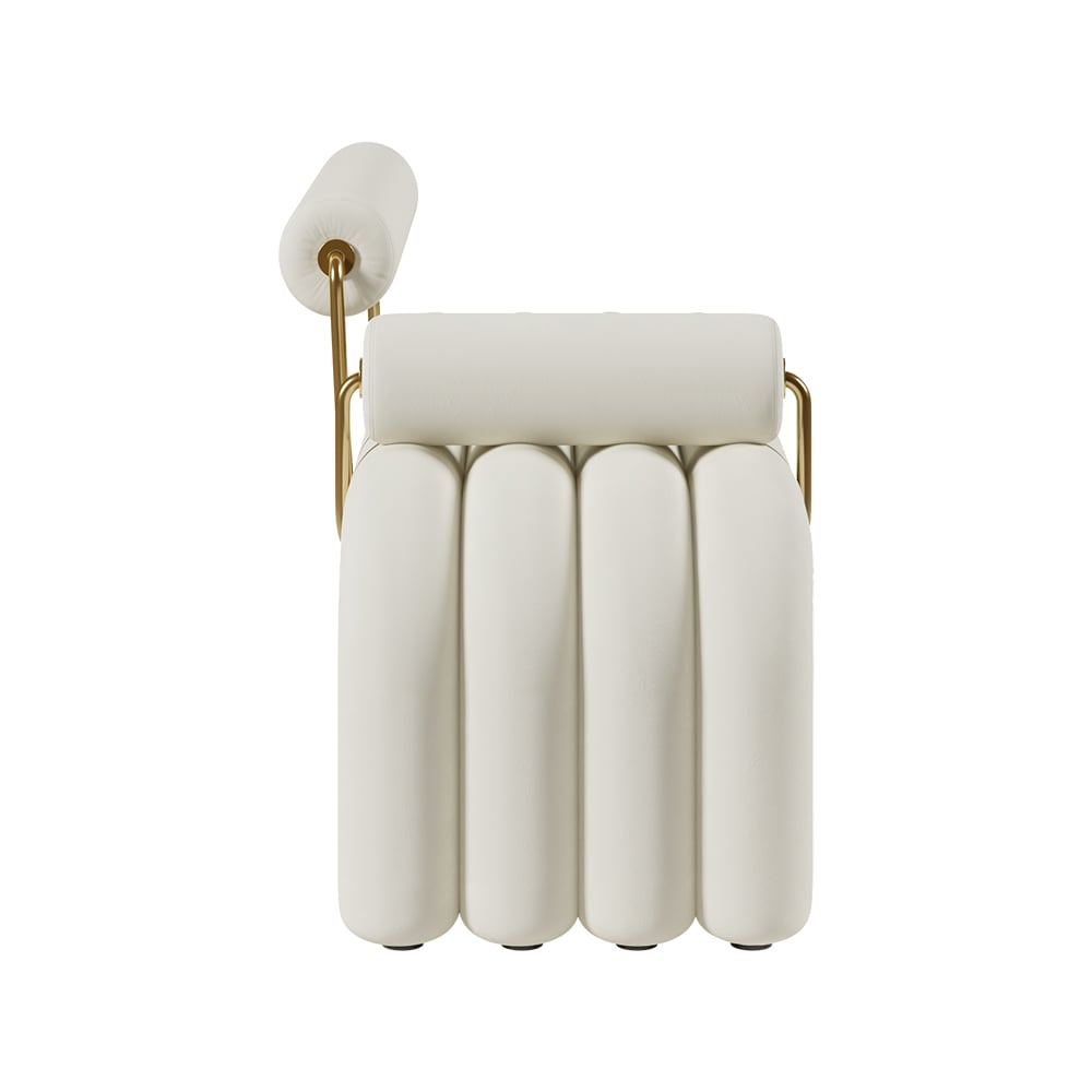 HMR - Modern Line Tufted Bench Velvet Upholstered Entryway Bench in Gold Finish