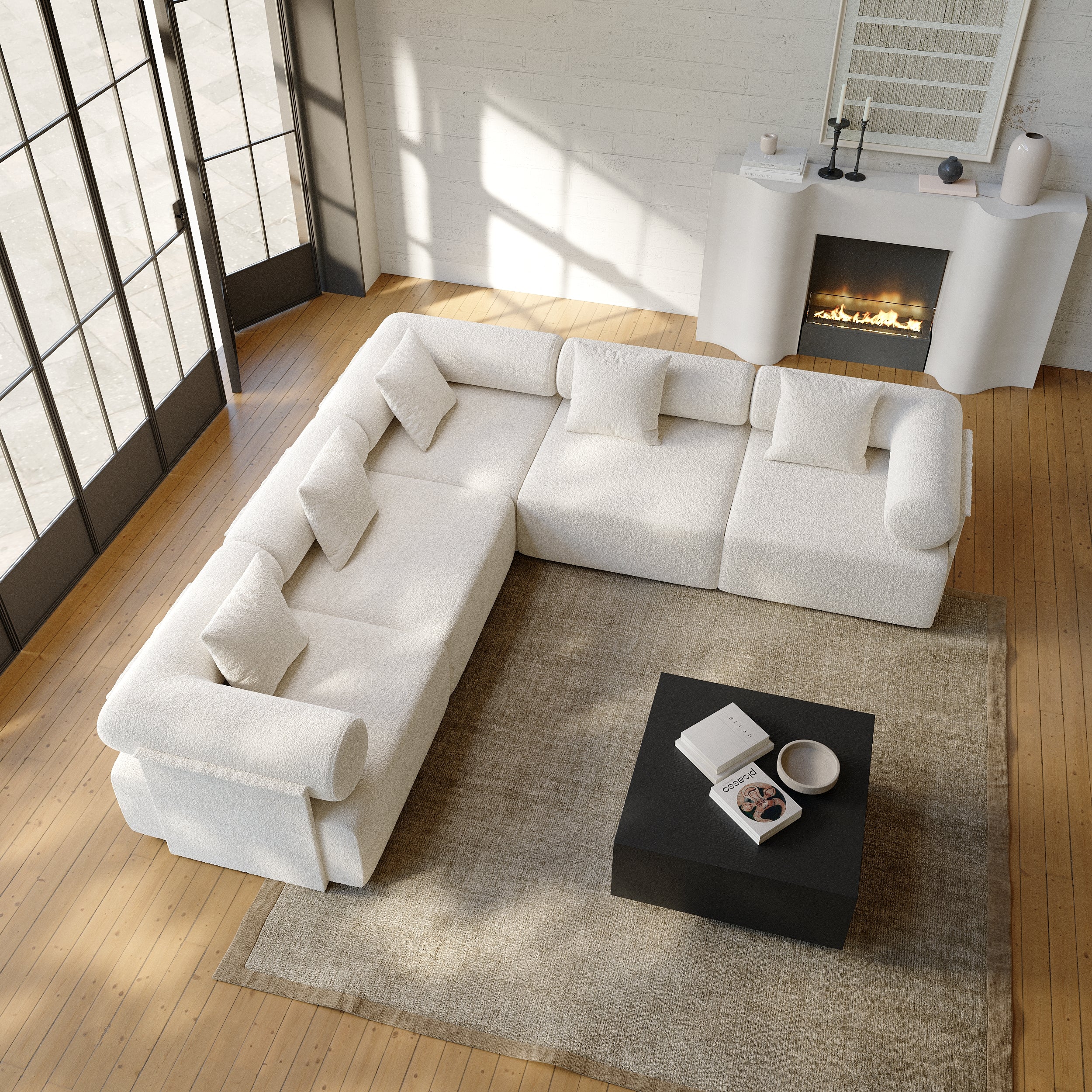 HMR - 110" 5-Piece Modular L-Shaped Sectional Sofa