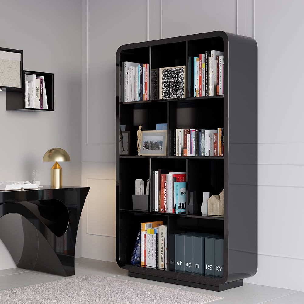 HMR - Chicent 78.7" Modern Bookshelf 4-Tier Standard Bookcase with Rich Storage