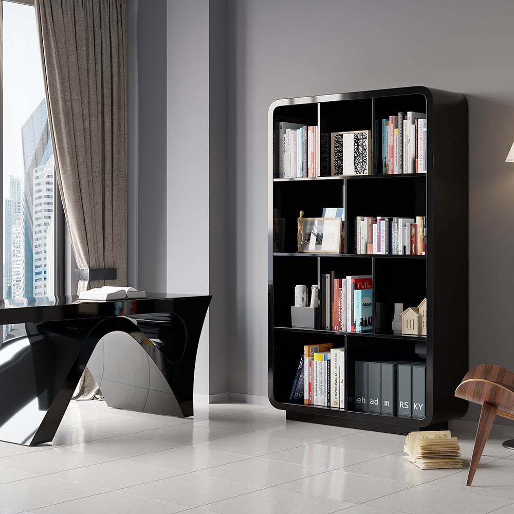 HMR - Chicent 78.7" Modern Bookshelf 4-Tier Standard Bookcase with Rich Storage