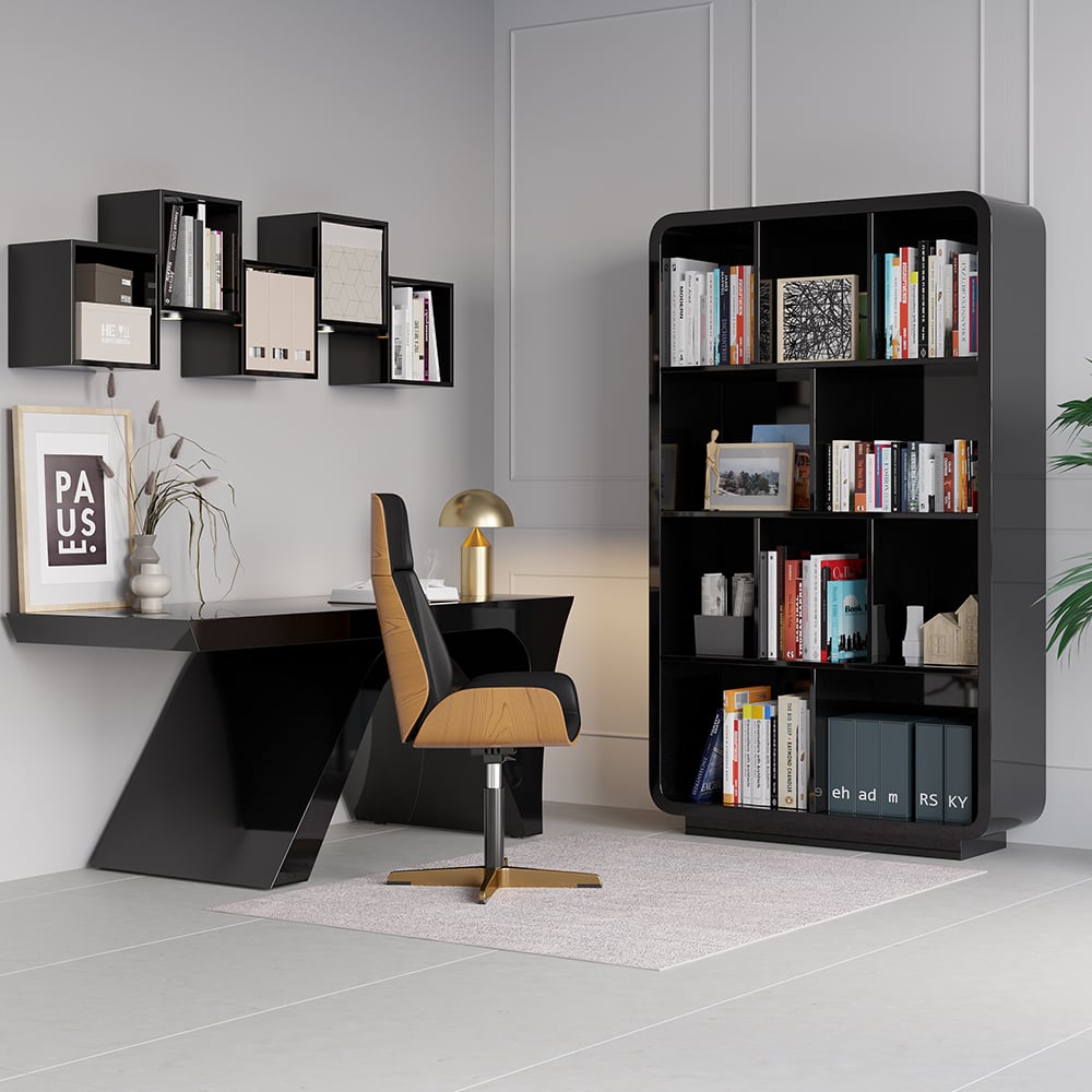 HMR - Chicent 78.7" Modern Bookshelf 4-Tier Standard Bookcase with Rich Storage