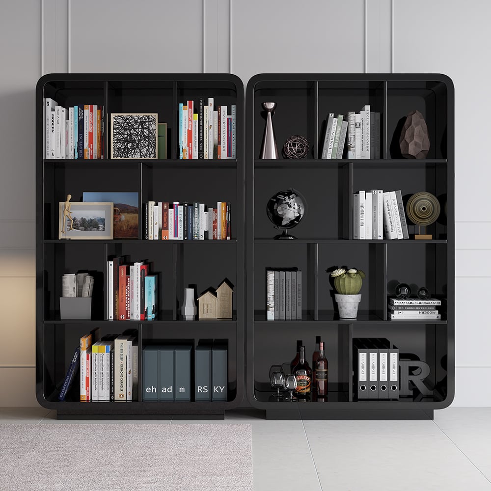 HMR - Chicent 78.7" Modern Bookshelf 4-Tier Standard Bookcase with Rich Storage