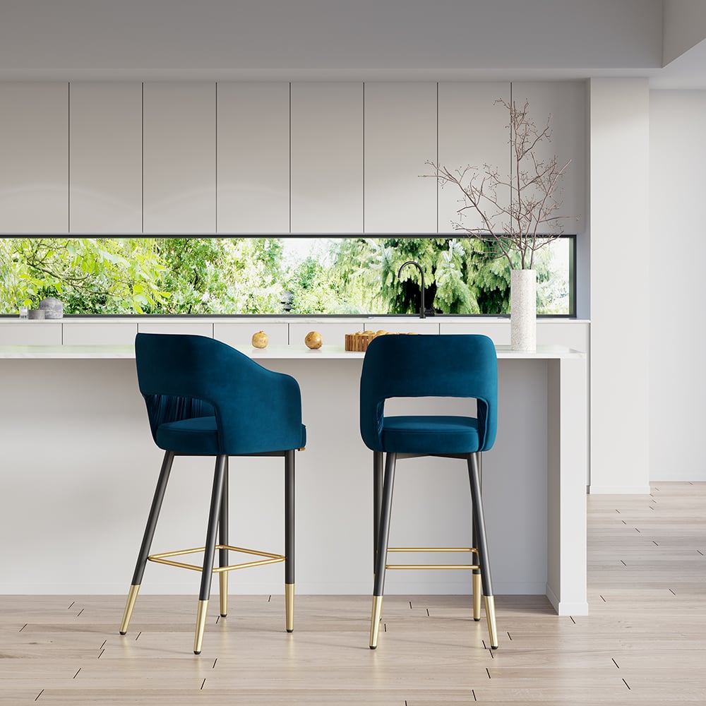 HMR - Modern 43" Bar Stools with Velvet Upholstery