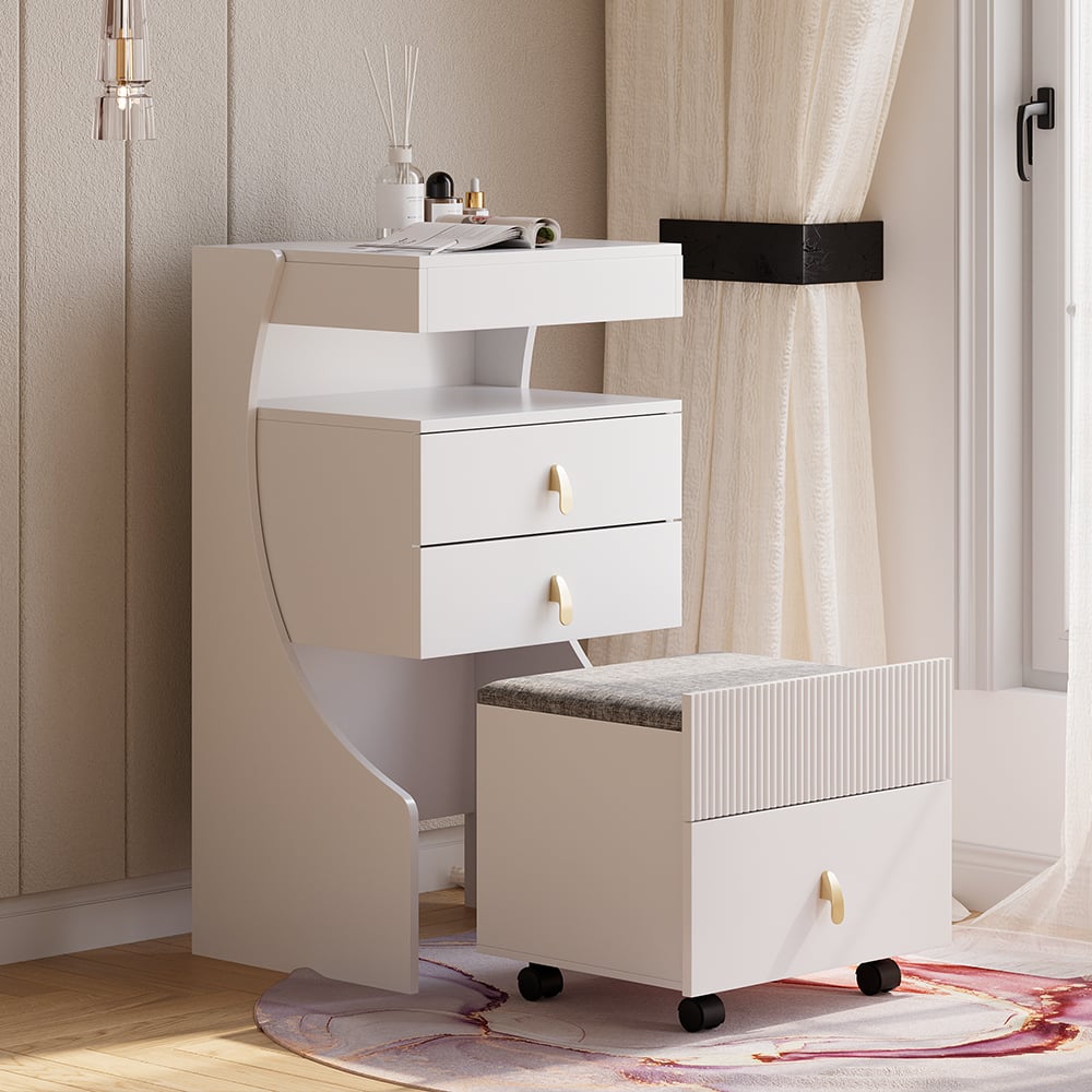 HMR - Modern Makeup Vanity Set with Mirror Mini Dressing Table with Stool