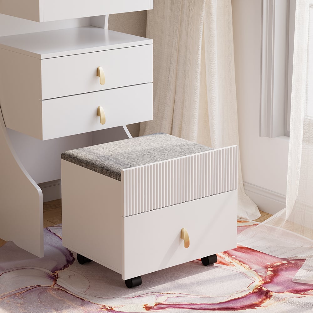 HMR - Modern Makeup Vanity Set with Mirror Mini Dressing Table with Stool