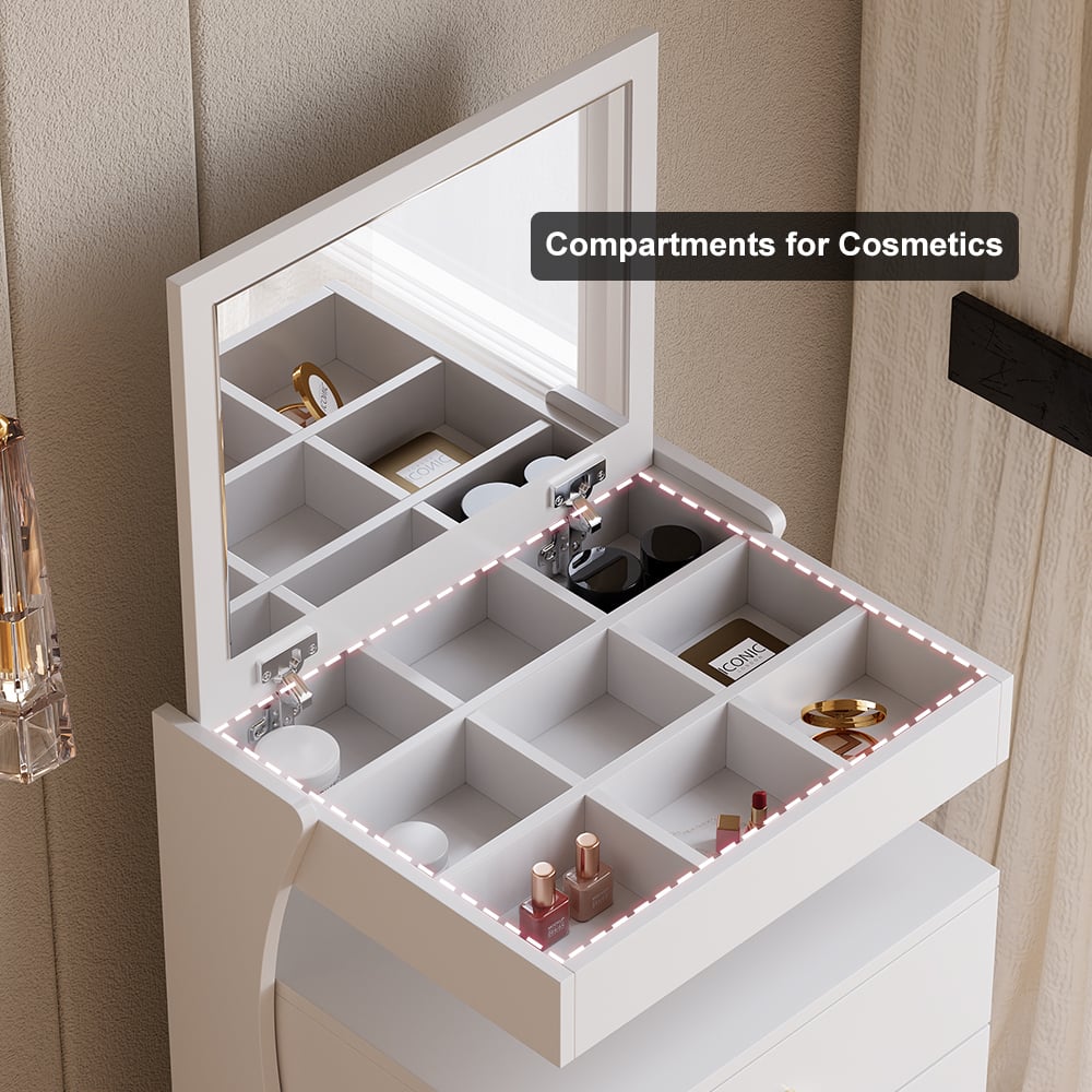 HMR - Modern Makeup Vanity Set with Mirror Mini Dressing Table with Stool