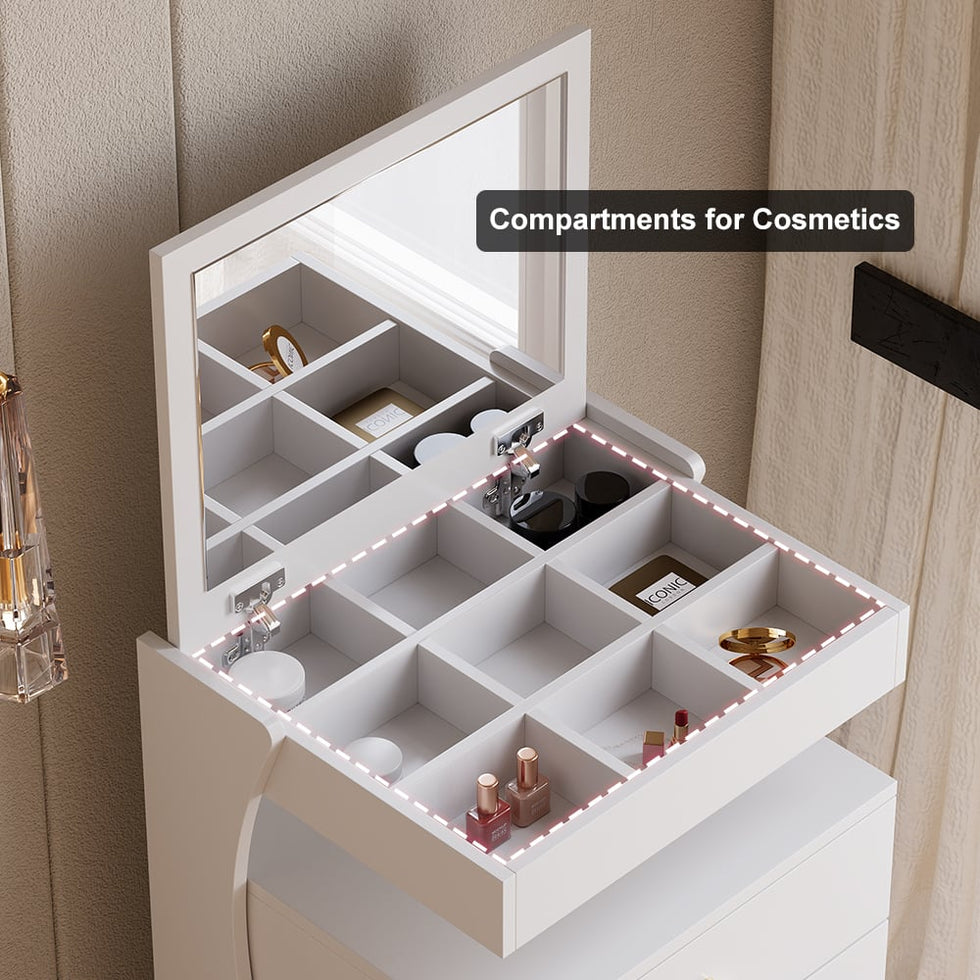HMR - Modern Makeup Vanity Set with Mirror Mini Dressing Table with Stool