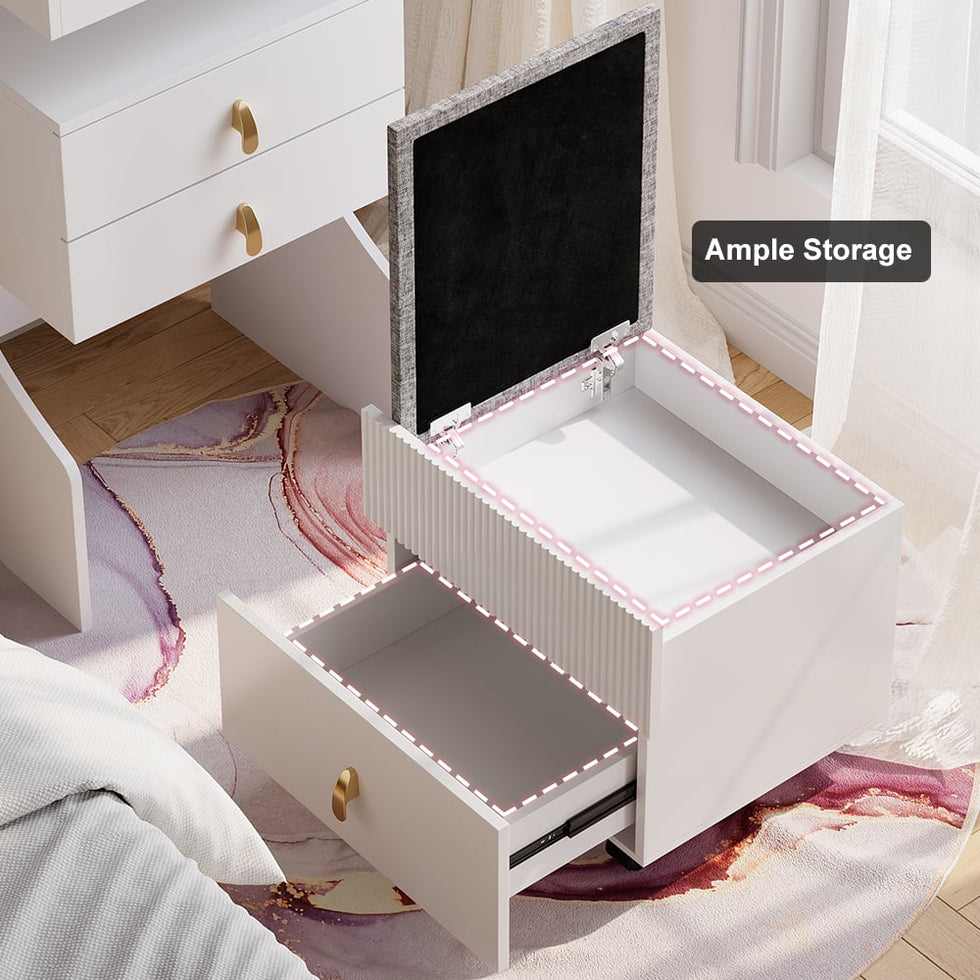HMR - Modern Makeup Vanity Set with Mirror Mini Dressing Table with Stool