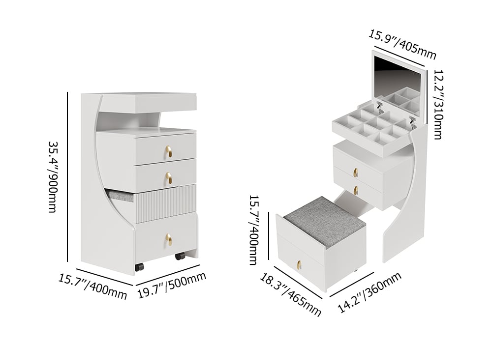 HMR - Modern Makeup Vanity Set with Mirror Mini Dressing Table with Stool