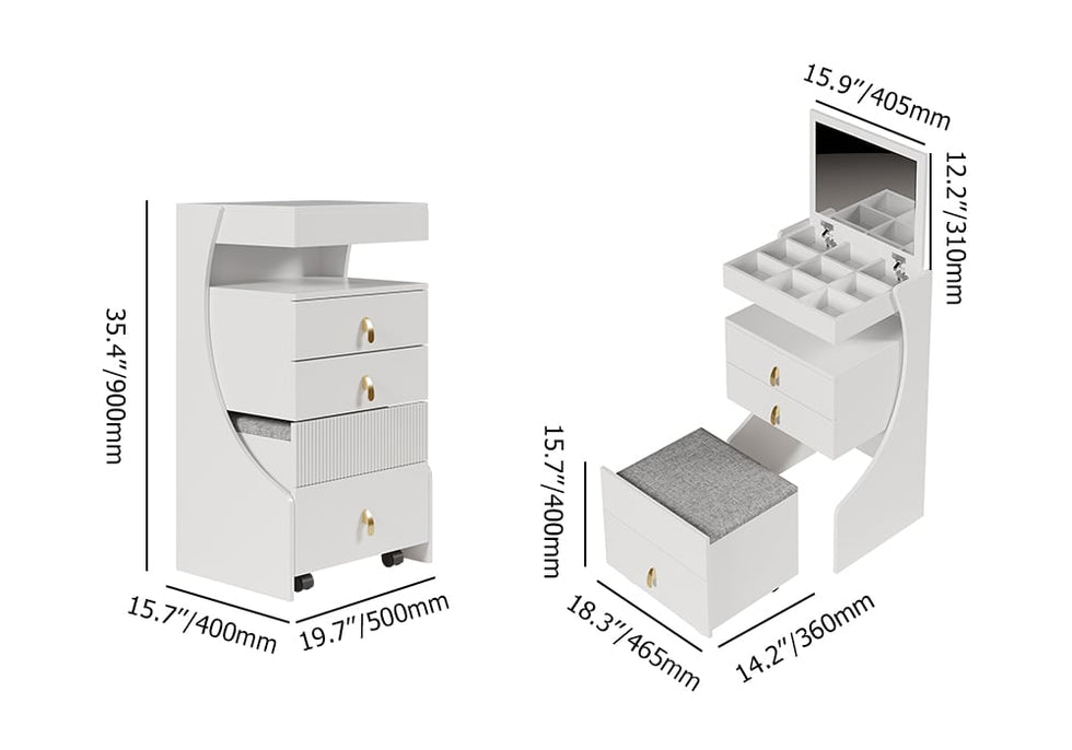 HMR - Modern Makeup Vanity Set with Mirror Mini Dressing Table with Stool