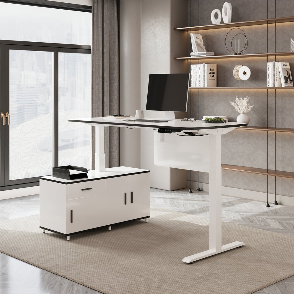HMR - Modern L Shaped Adjustable Electric Standing Executive Desk