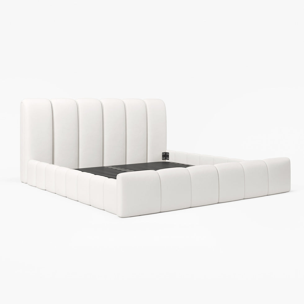 HMR - Humply Modern Leather Wingback King Bed Frame with Upholstered Headboard