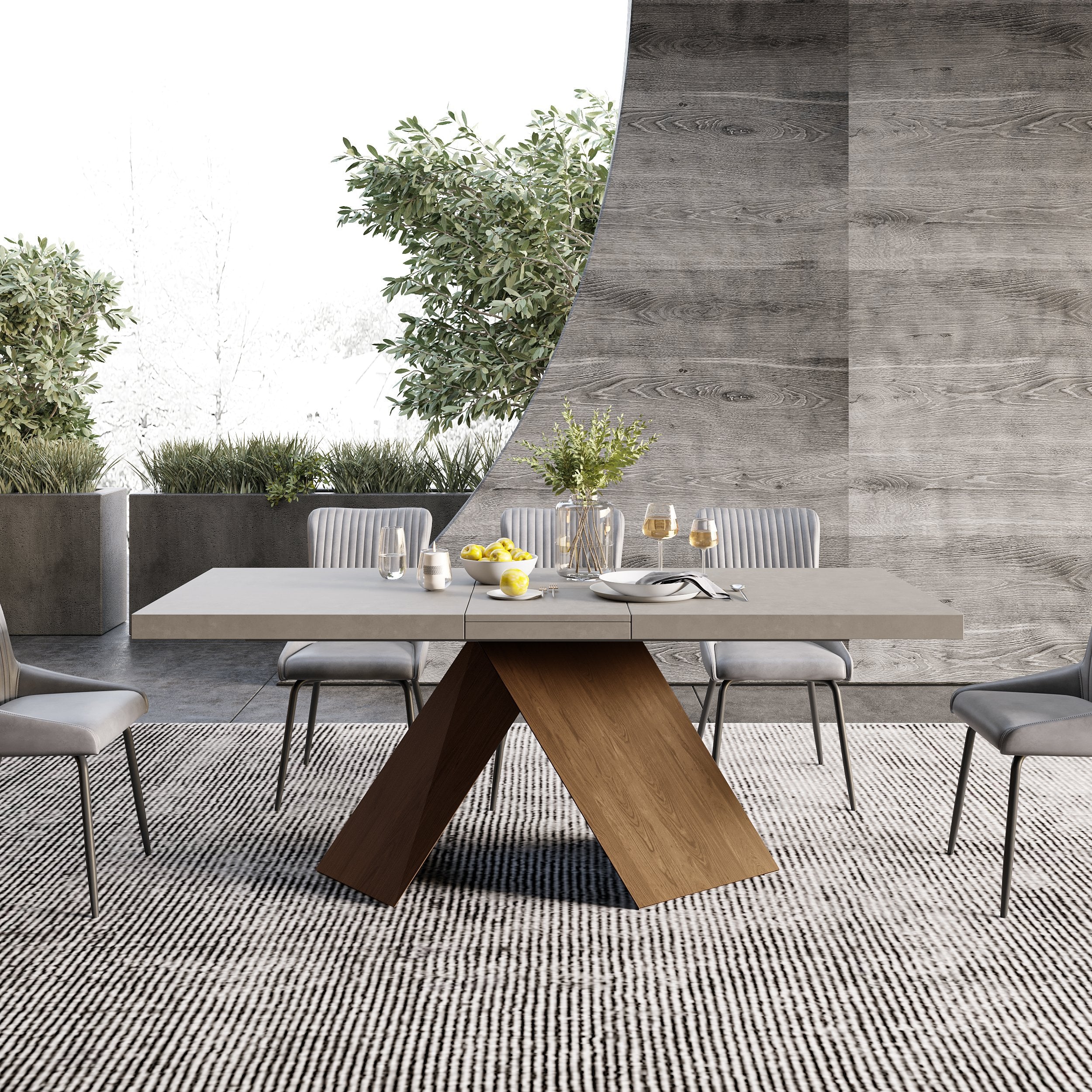 HMR - Farmhouse Extendable Wood Dining Table
