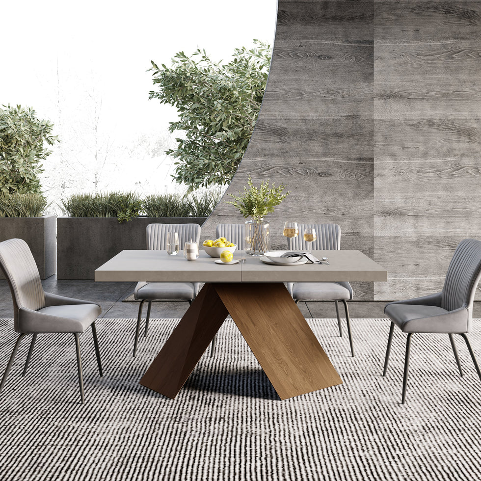 HMR - Farmhouse Extendable Wood Dining Table
