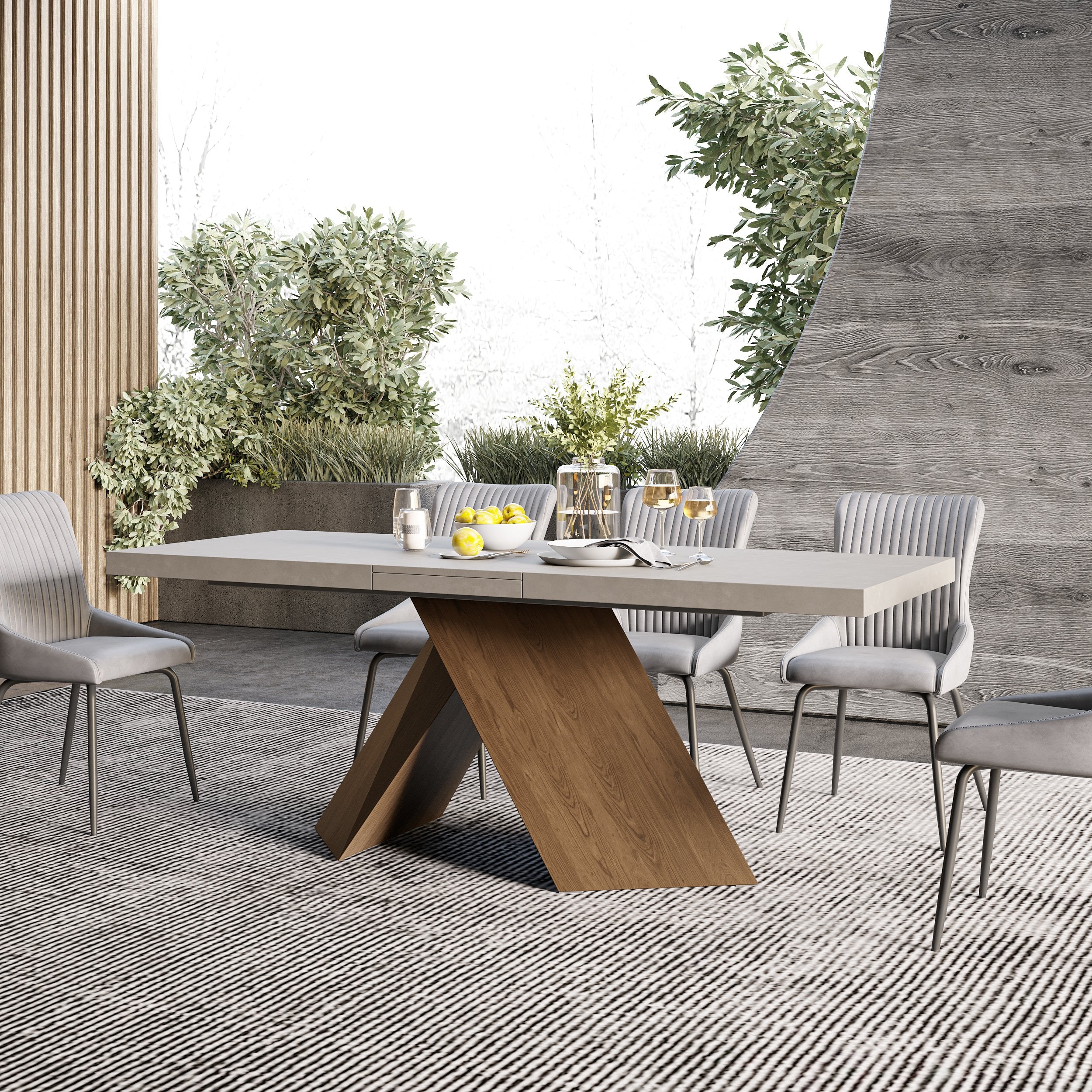 HMR - Farmhouse Extendable Wood Dining Table