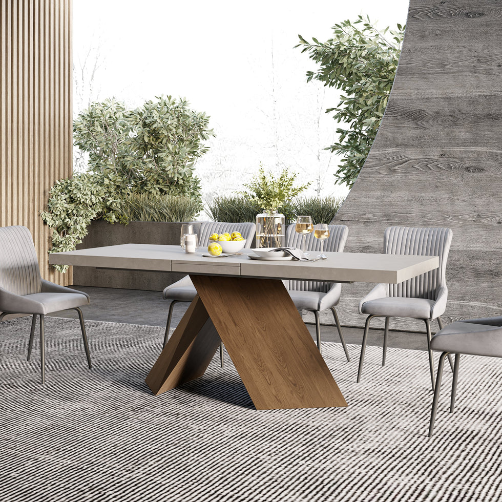 HMR - Farmhouse Extendable Wood Dining Table