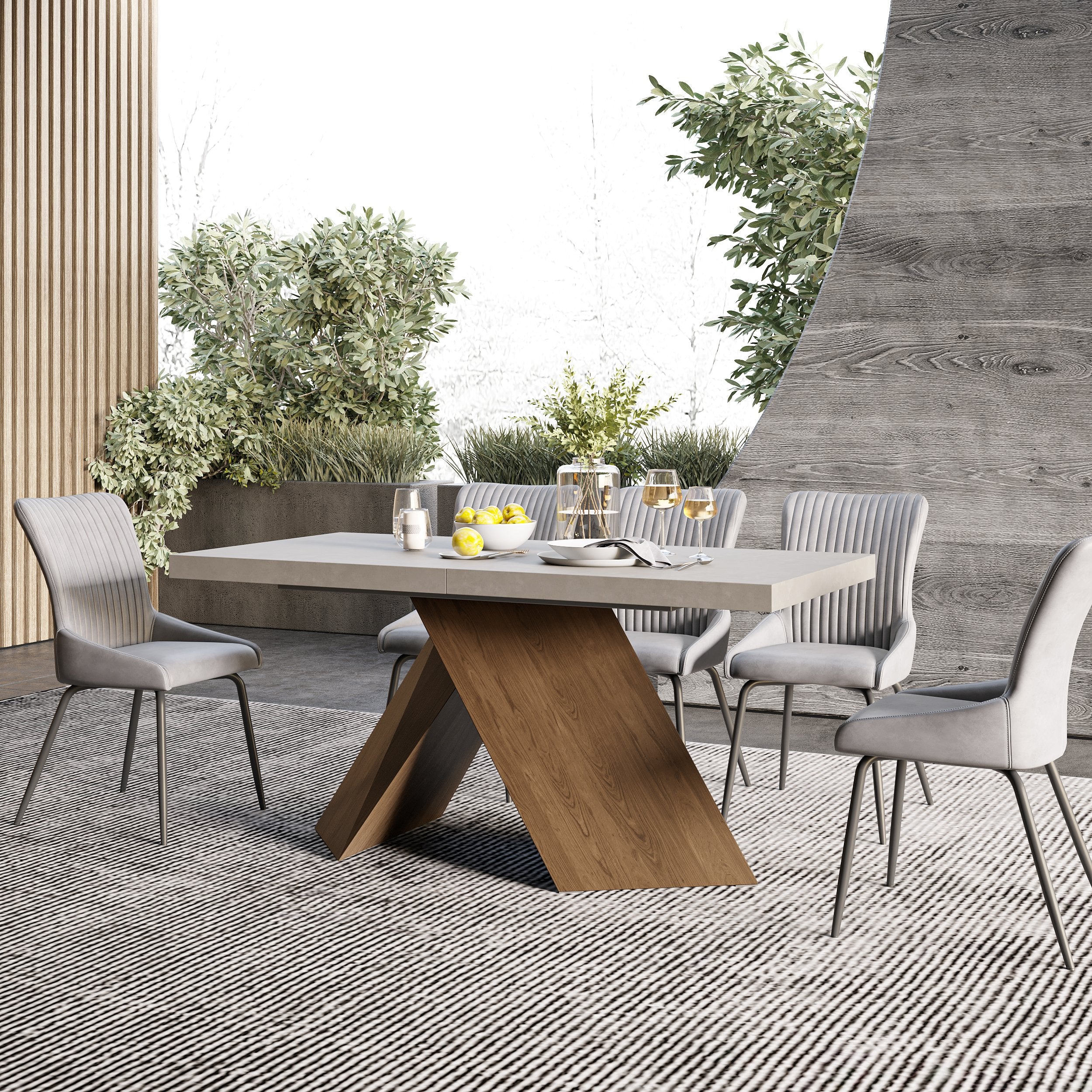 HMR - Farmhouse Extendable Wood Dining Table