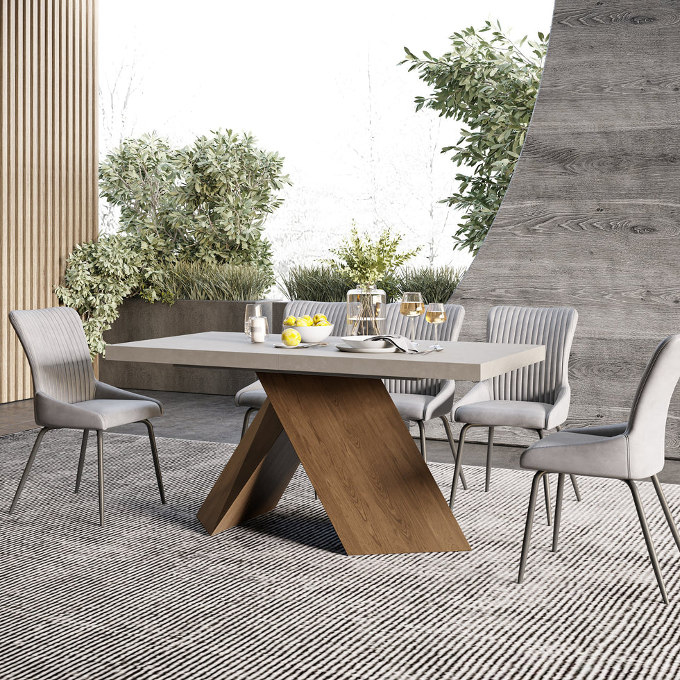 HMR - Farmhouse Extendable Wood Dining Table