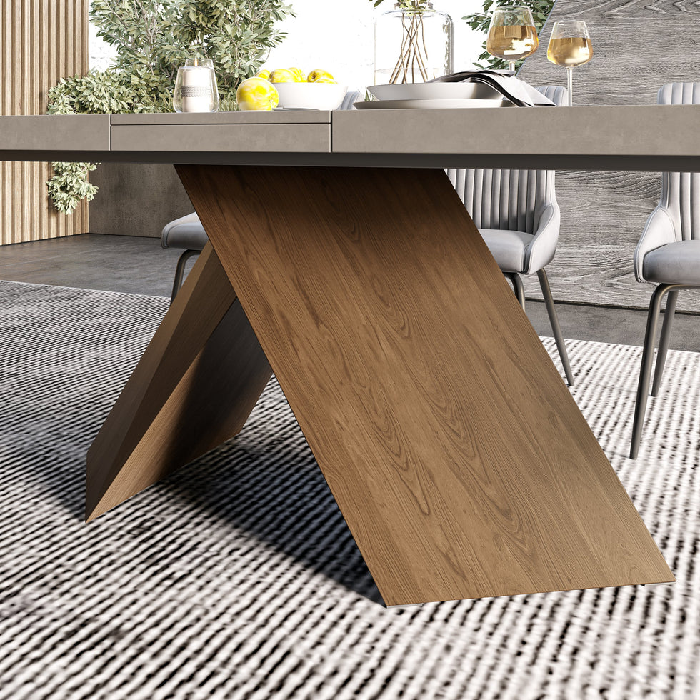 HMR - Farmhouse Extendable Wood Dining Table