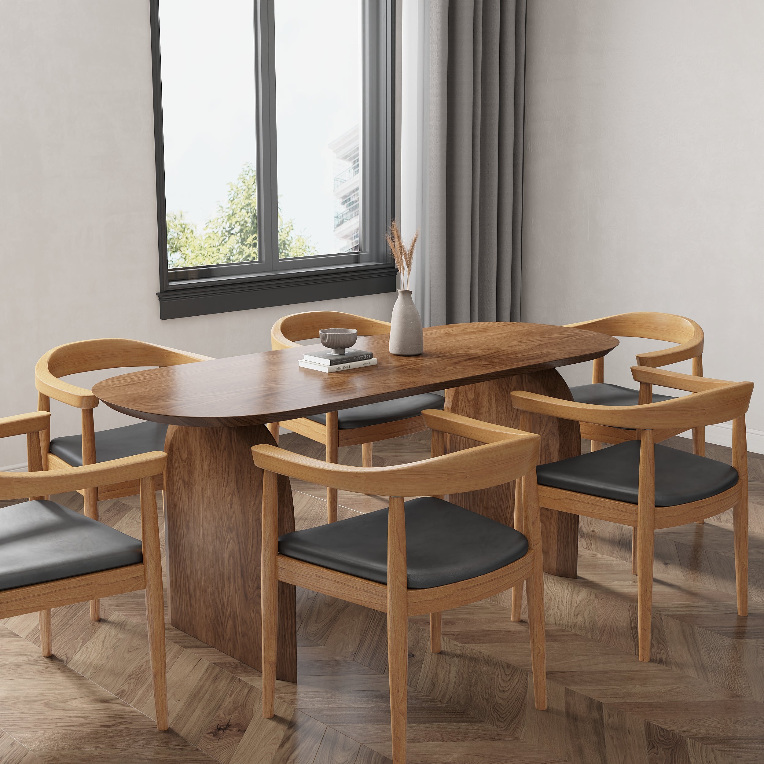 HMR - Dining Set 70.9" Japandi Dining Table