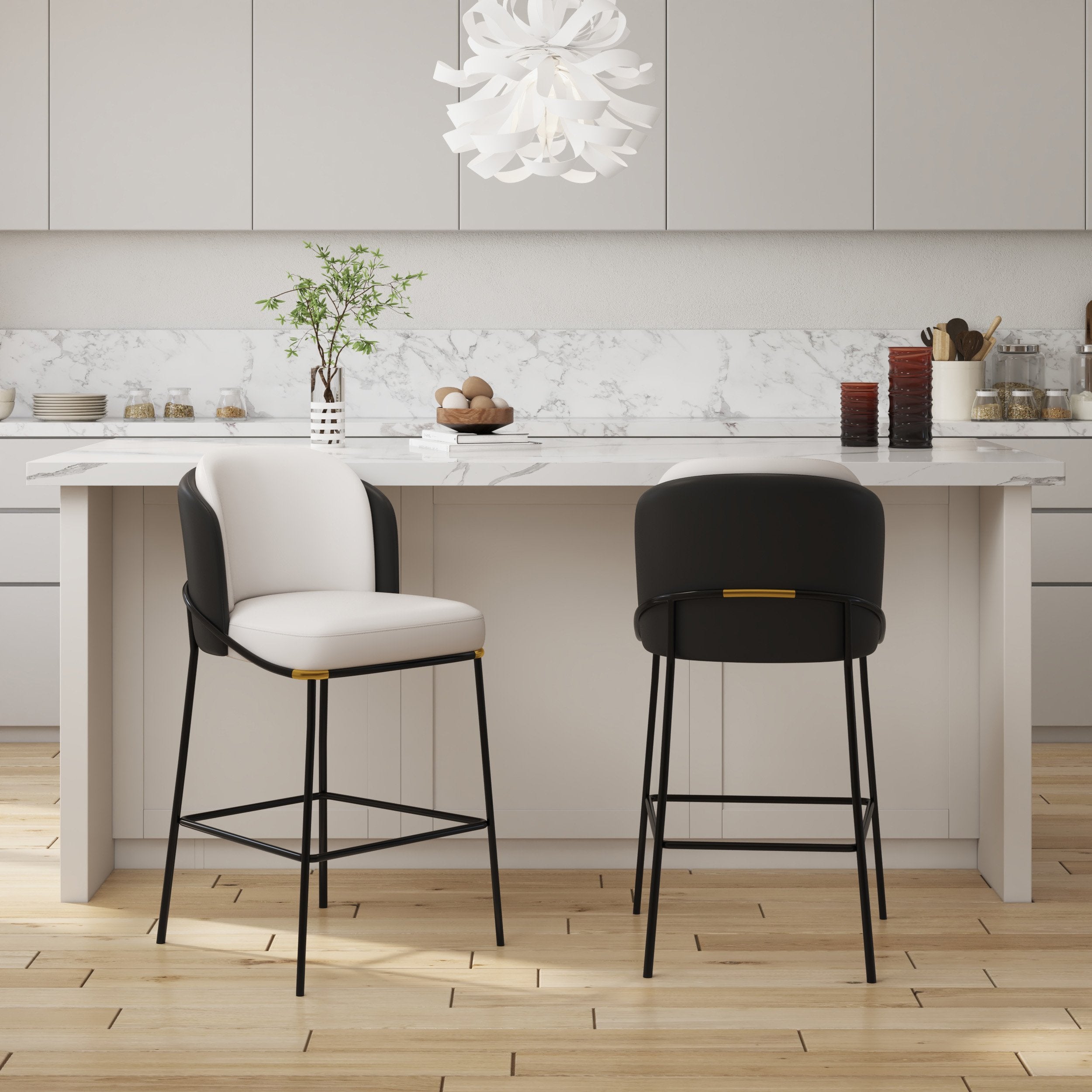 HMR - Linenic Series Modern PU Leather Bar Stools