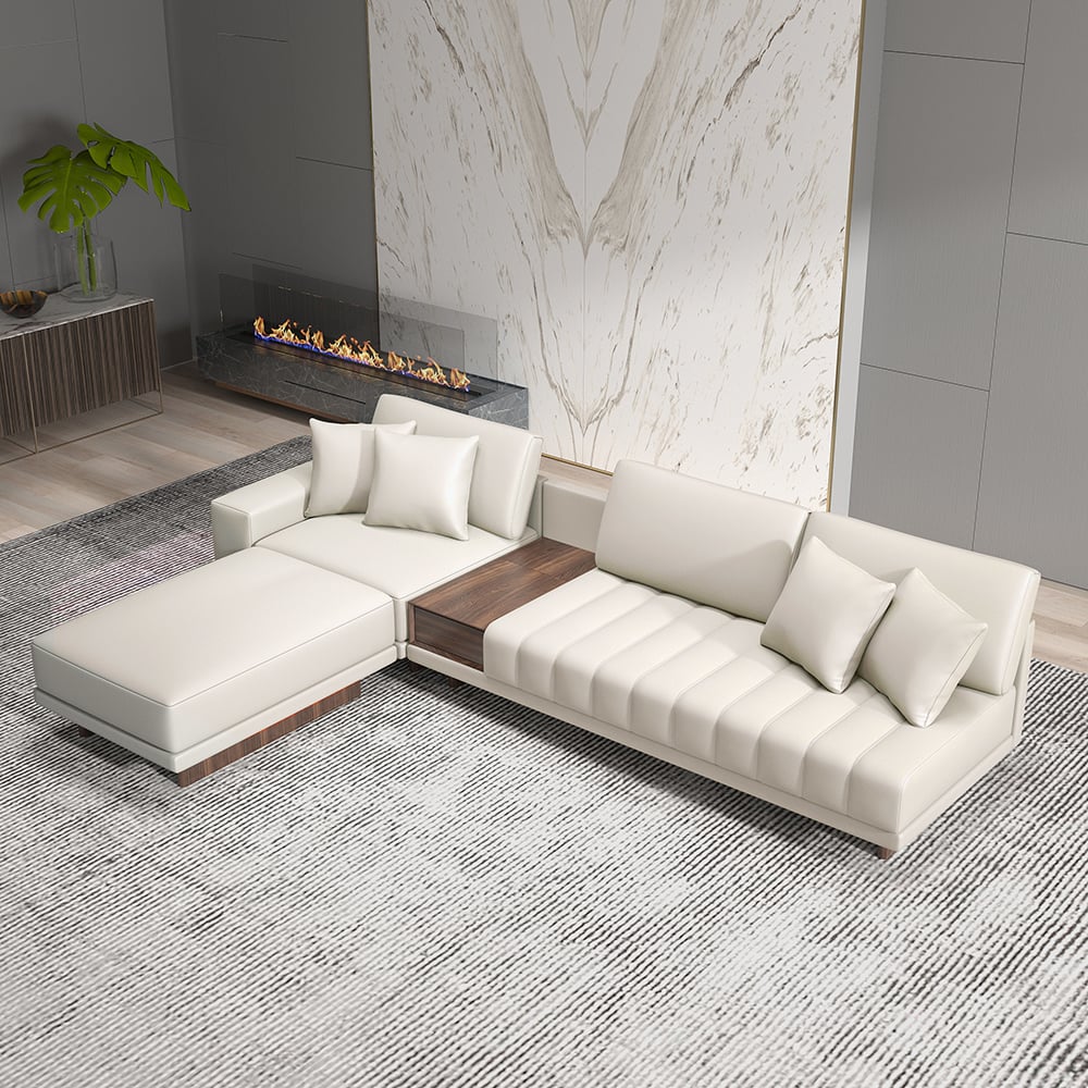 HMR - 126" L-Shaped Modular Sectional with Chaise & Ottoman
