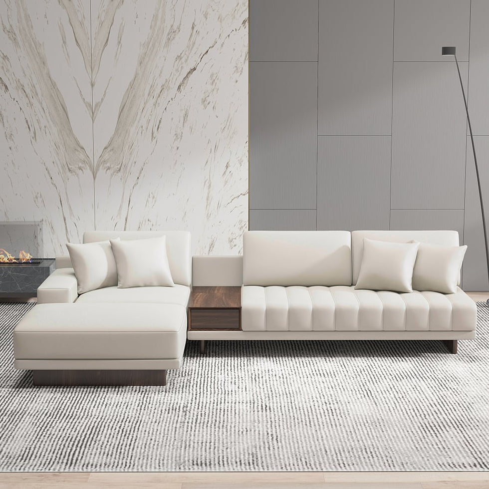 HMR - 126" L-Shaped Modular Sectional with Chaise & Ottoman