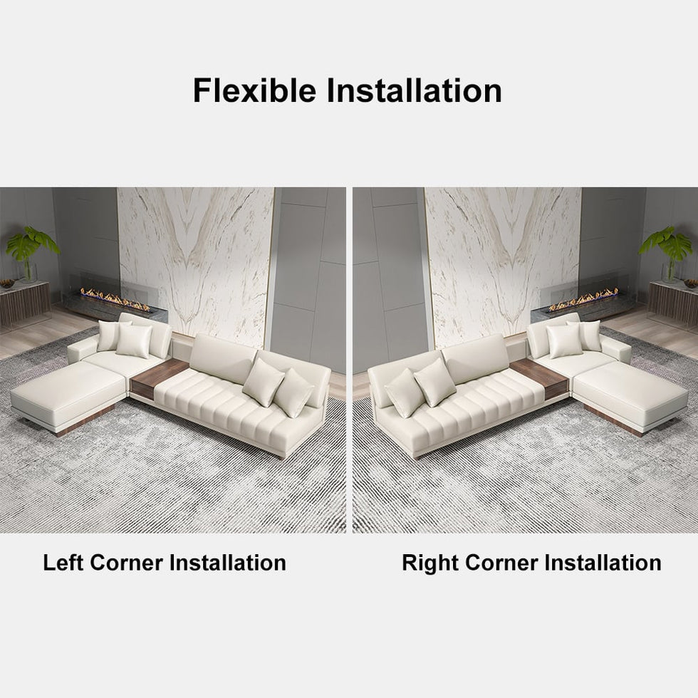 HMR - 126" L-Shaped Modular Sectional with Chaise & Ottoman