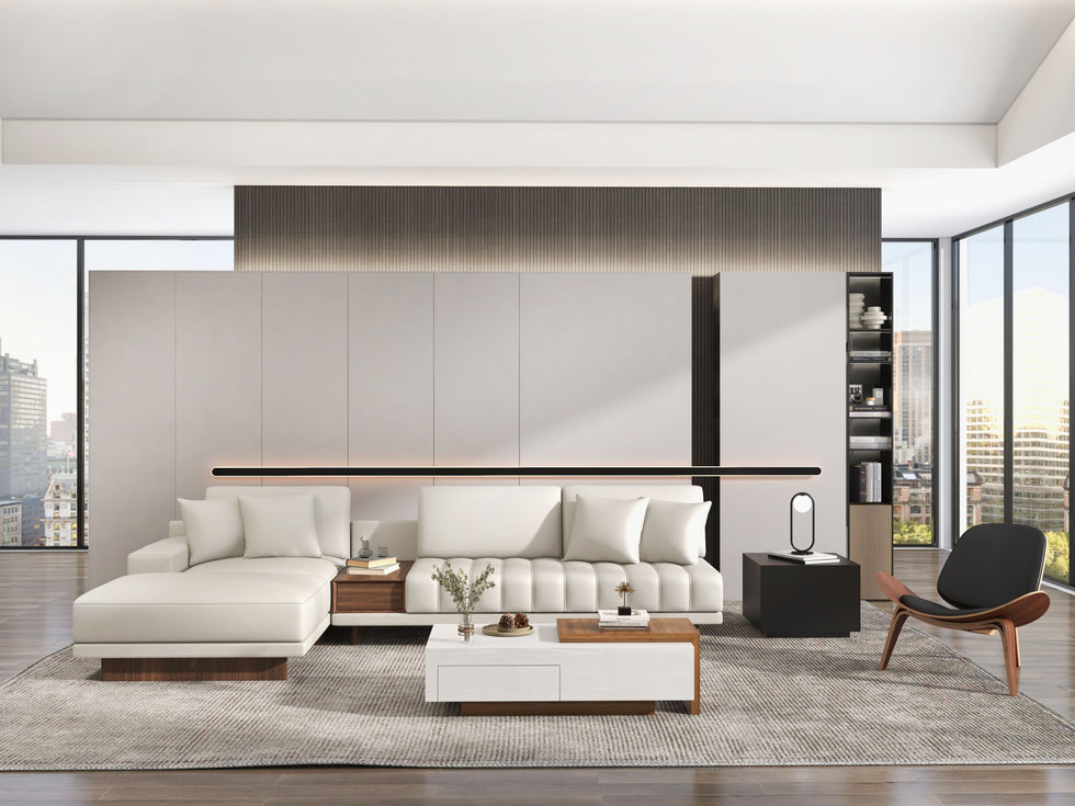 HMR - 126" L-Shaped Modular Sectional with Chaise & Ottoman