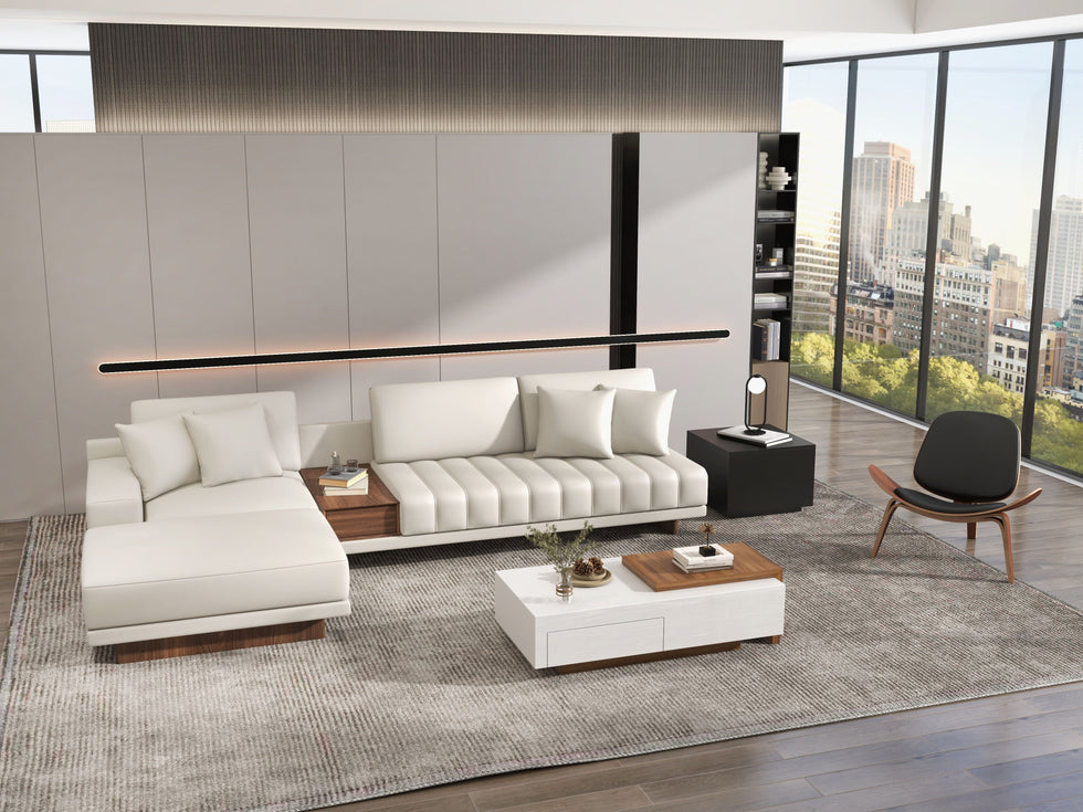 HMR - 126" L-Shaped Modular Sectional with Chaise & Ottoman