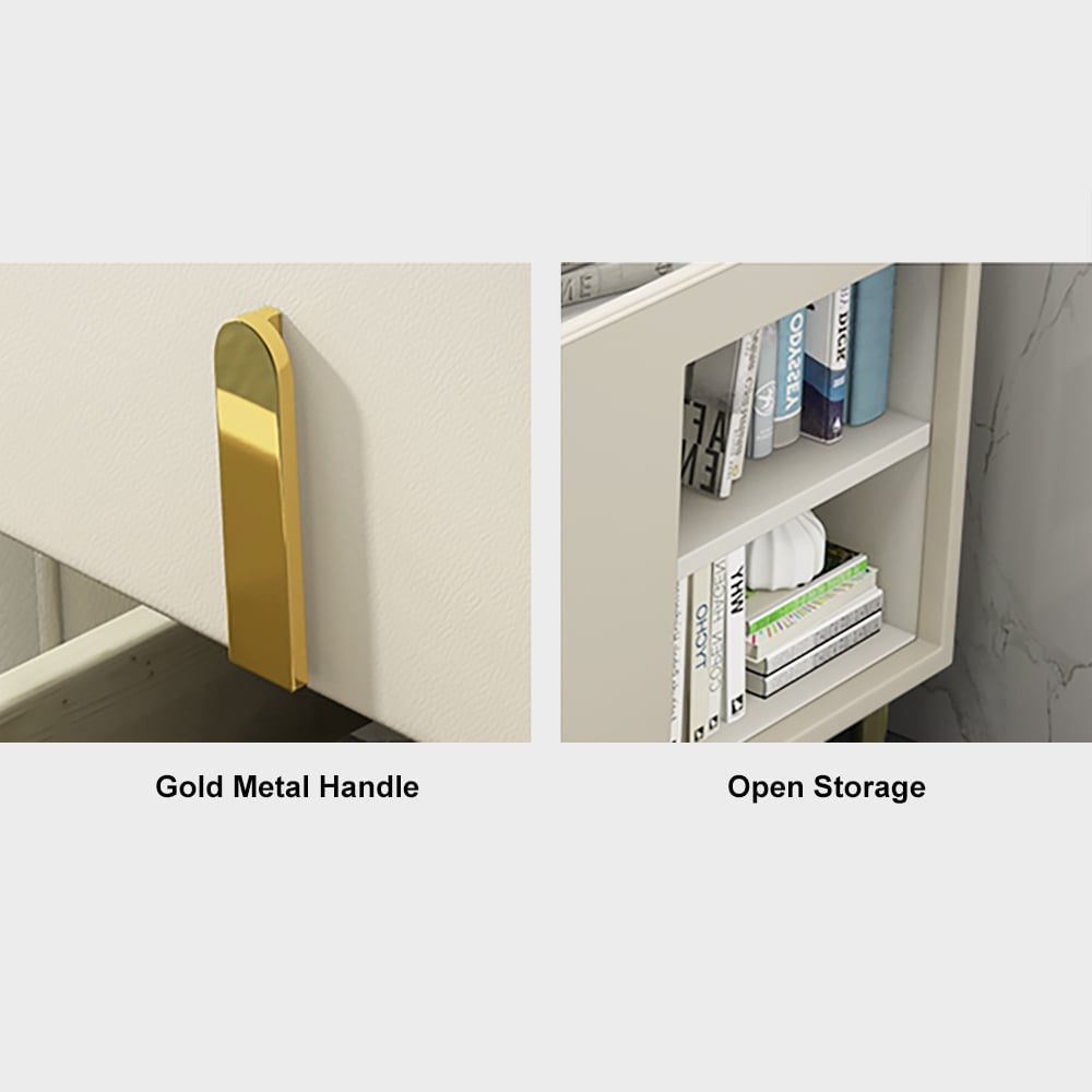 HMR - Modern Multifunctional Narrow Side Table Sintered Stone Top End Table Speaker & USB Port