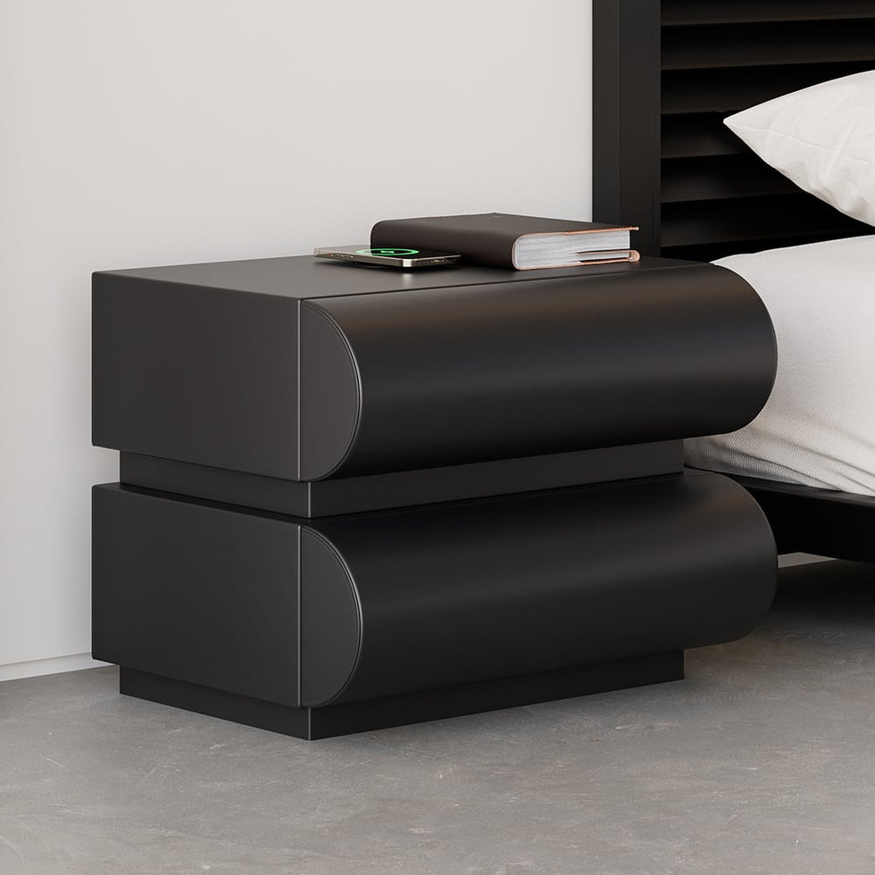 HMR - Humply Modern Leather Smart Nightstand with Wireless Charger Drawers