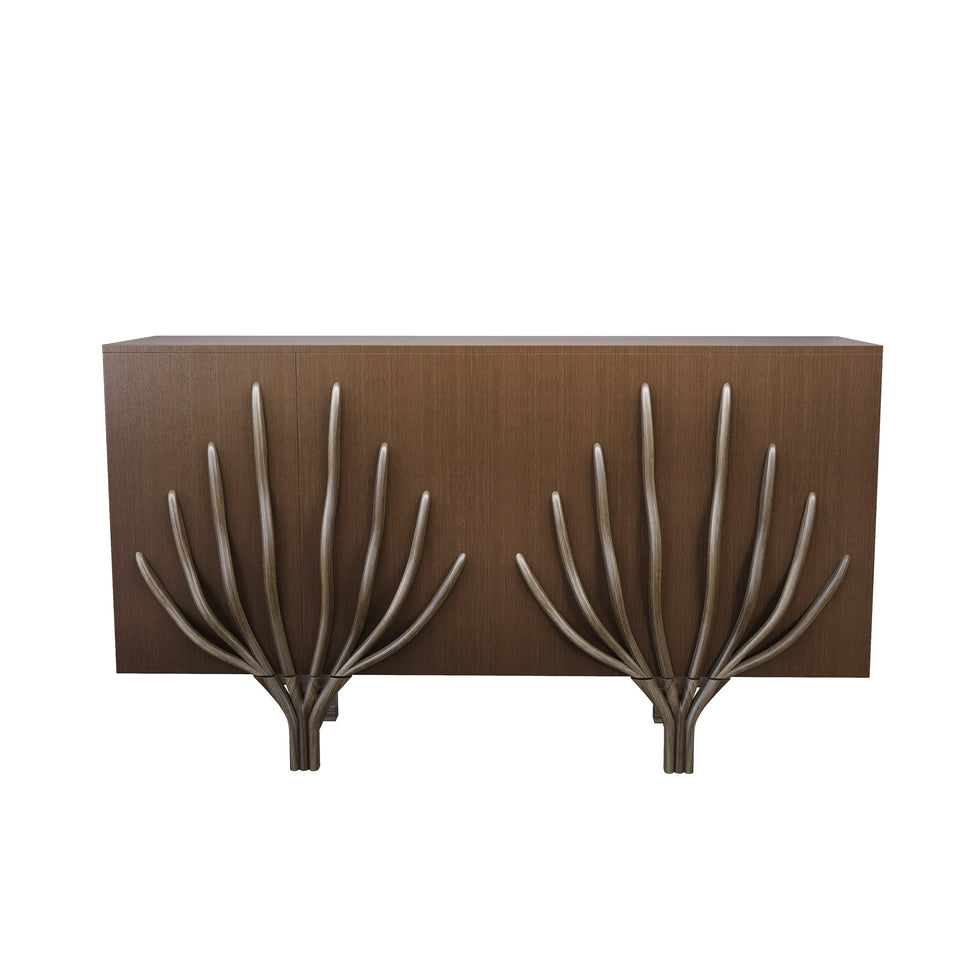 HMR - 63" Sideboard Branch Design Mid Century Modern Buffet with 2 Doors 2 Shelves