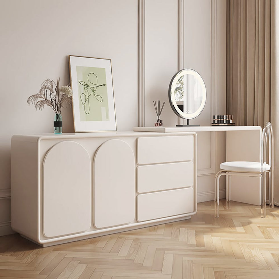 HMR - Arem Modern Makeup Vanity Retracted Dressing Table Beauty Station with Drawers