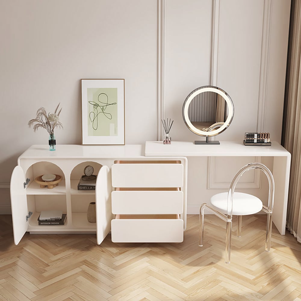 HMR - Arem Modern Makeup Vanity Retracted Dressing Table Beauty Station with Drawers