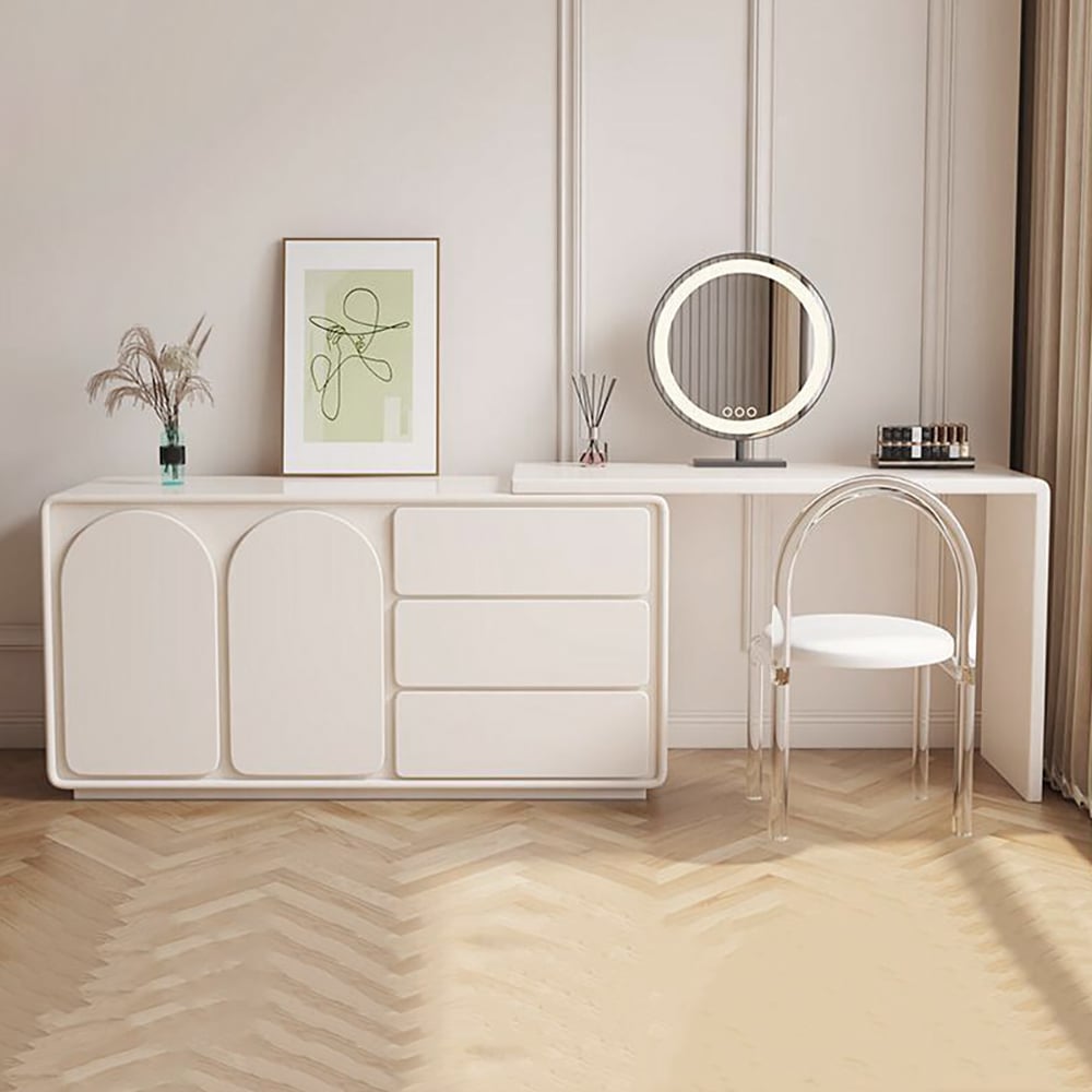 HMR - Arem Modern Makeup Vanity Retracted Dressing Table Beauty Station with Drawers