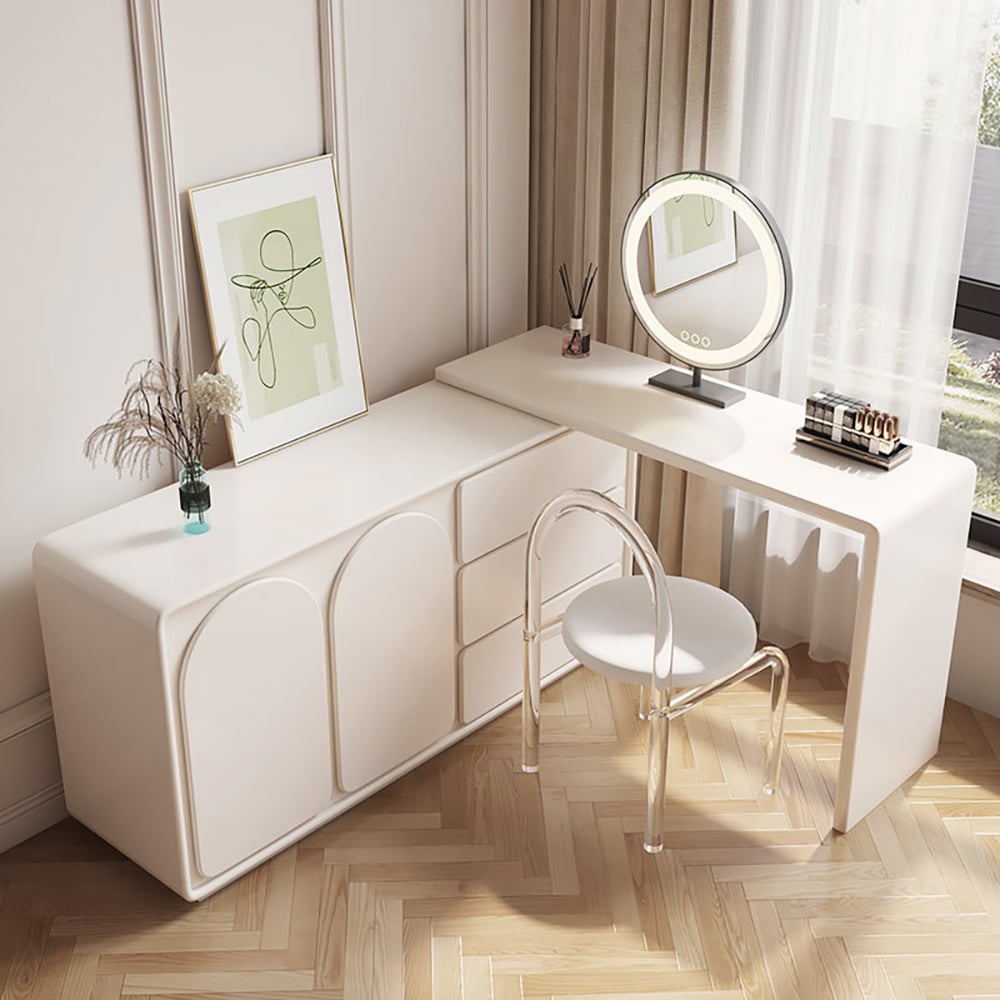 HMR - Arem Modern Makeup Vanity Retracted Dressing Table Beauty Station with Drawers