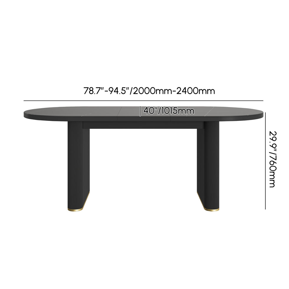 HMR - 79''-95'' Oval Extendable Sintered Stone Top Dining Table Seats 8-10