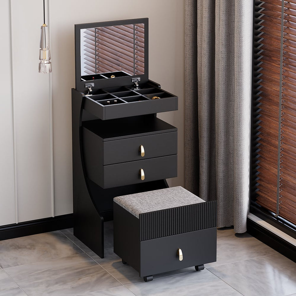 HMR - Modern Makeup Vanity Set with Mirror Mini Dressing Table with Stool