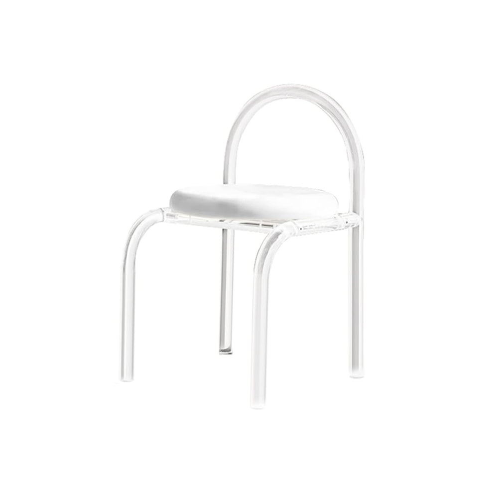 HMR - Modern White Vanity Stool with Back Velvet Upholstered Acrylic Chair for Bedroom